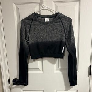 Gymshark Charcoal and Black Long Sleeve Crop Top